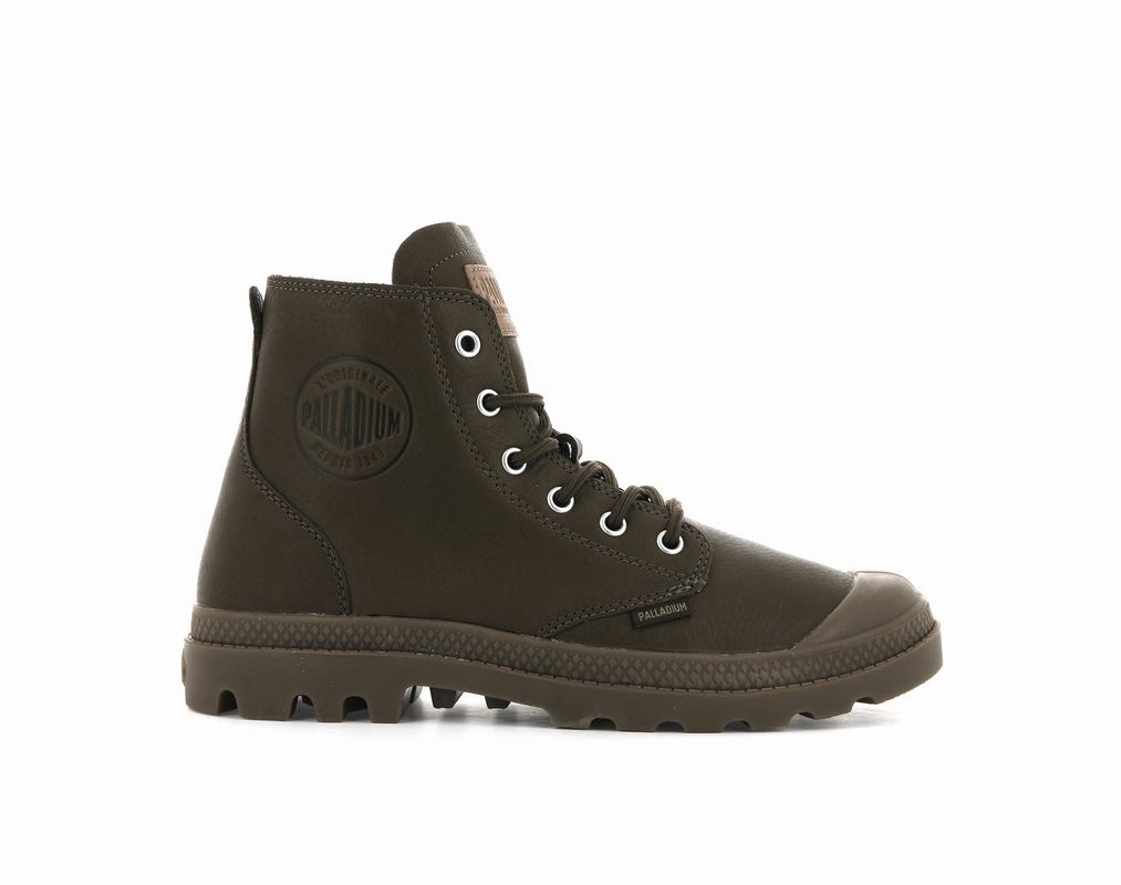 Botas Palladium Pampa Hi Leather Ul Hombre - Marrones Oscuro ||KBSL-62473||